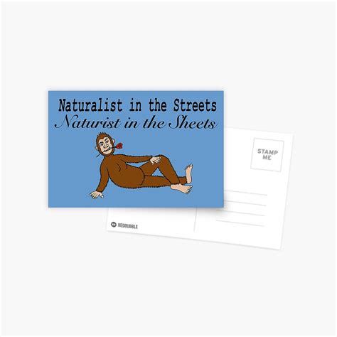 Naturalist In The Streets Naturist In The Sheets Full Color And Blue Gray Background Postcard