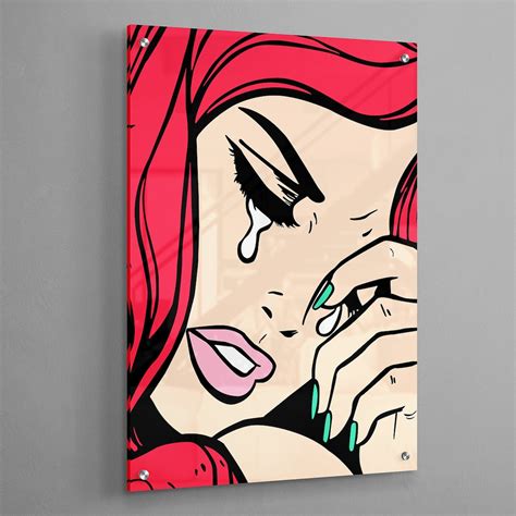 Pop Art Crying Girl Acrylic Glass Wall Art Etsy
