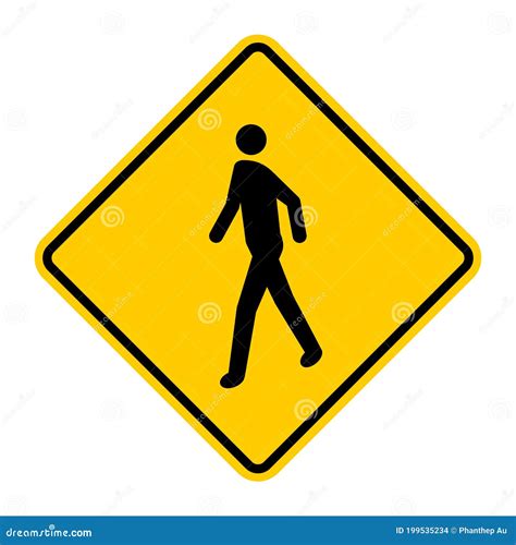 Pedestrian Crosswalk Yellow Square Warning Sign Stock Vector