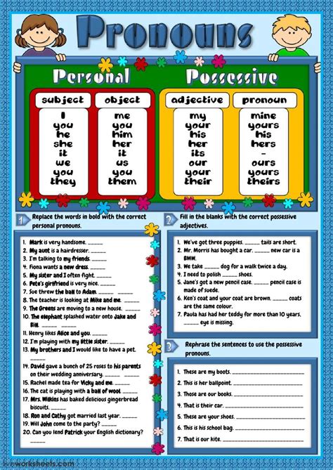 Personal And Possessive Pronouns Worksheet