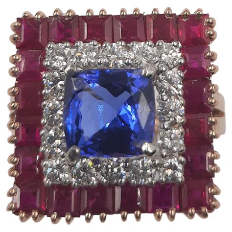 White Gold With Brilliant Cut Rubies Sapphire Emerald And 1 01 Ct