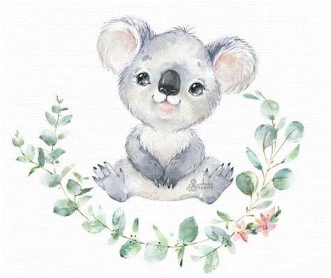 Bebé Koala Acuarela Pequeños Animales Clipart Australia Etsy España