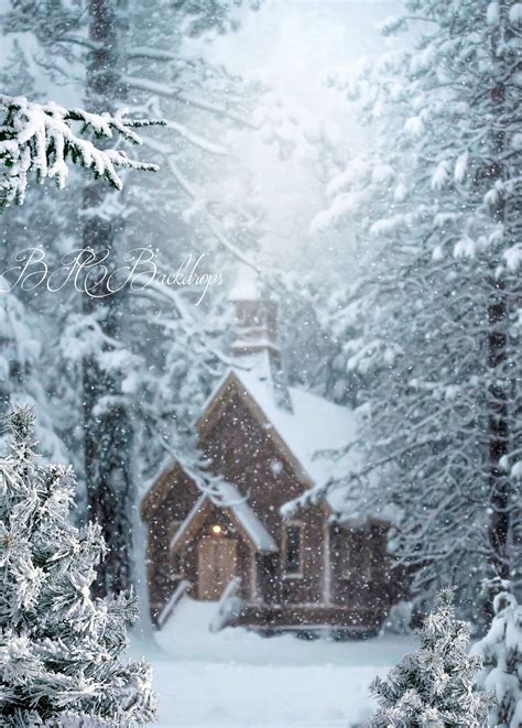 Church Winter Wonderland Backdrop Portrait Christmas Etsy