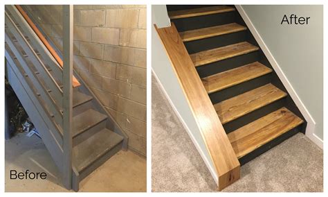 Staircase Remodel Diy Basement Stair Transformation — Revival Woodworks