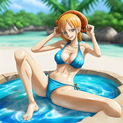 One Piece Nami In Bikini Top D Water Color Arthub Ai
