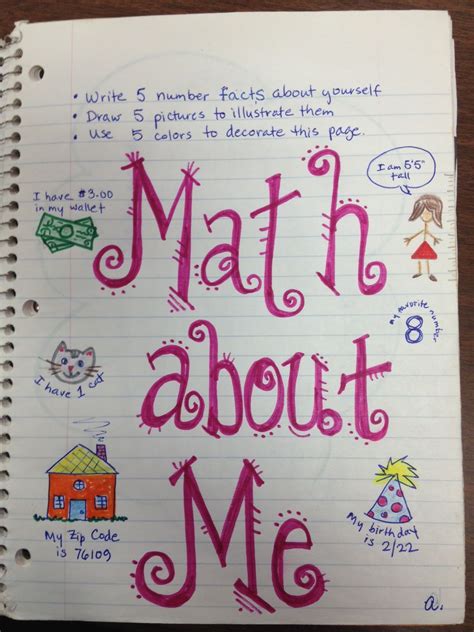 Math About Me First Page Of My Interactive Notebooks Done The First