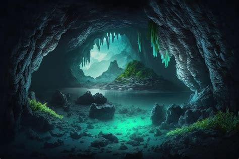 Premium Photo Fantasy World Landscape Ai Underground Cave