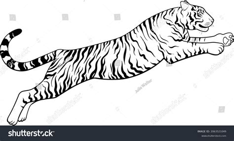 Vector Black And White Jumping Tiger Royalty Free Stock Vector