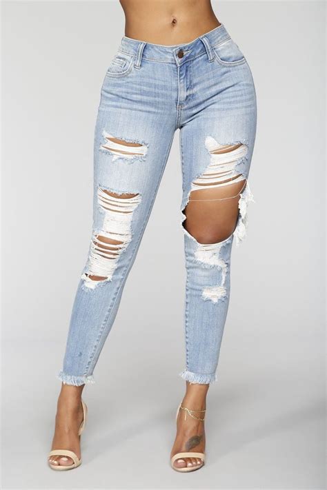 2020 New Style Bottoms Women Pants Ripped Jeans Thigh Ripped Skinny Je