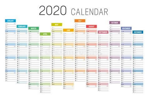 2020 One Page Calendar Stock Vector Illustration Of America 161308352