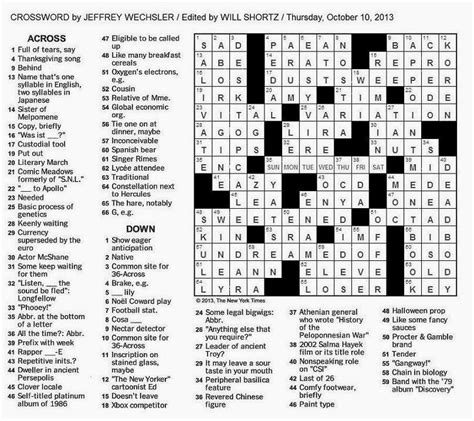 the new york times crossword in gothic 10 10 13 — days of the week