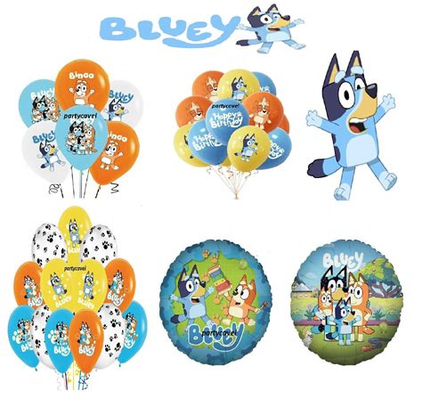 Bingo Bluey Themed Foil Latex Printed Balloons Kids Birthday