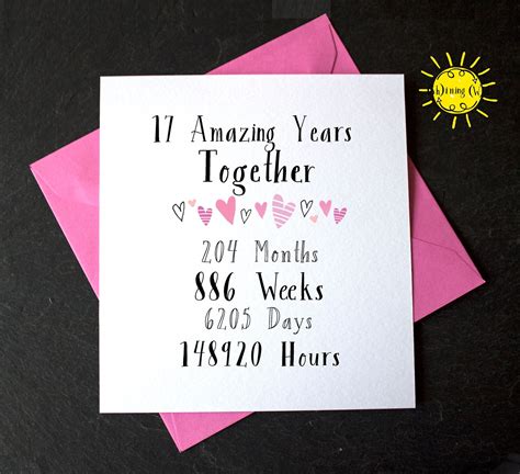 17th Year Wedding Anniversary 17 Amazing Years Together 17th Etsy Uk