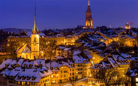 Fotos Von Bern Schweiz Winter Nacht Straßenlaterne Haus 3840x2400