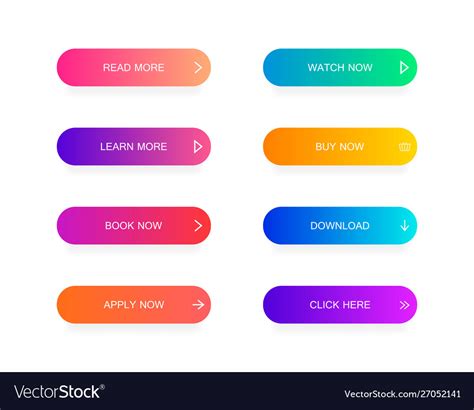 Set Modern Material Style Buttons For Website Vector Image