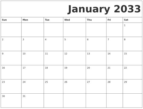 March 2033 Calendars That Work