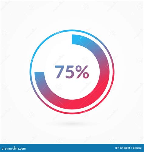75 Percent Blue And Red Gradient Pie Chart Sign Percentage Vector