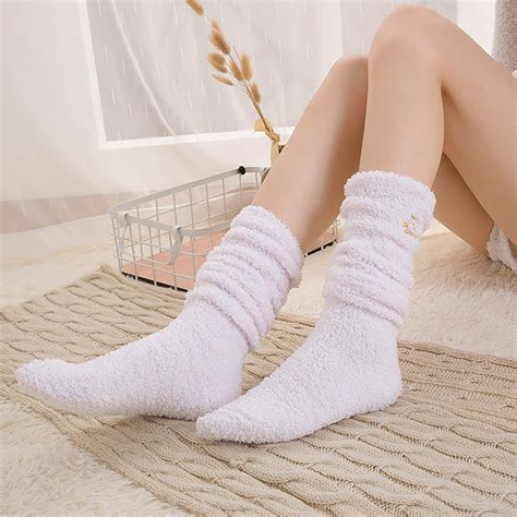 Cute Solid Color Fuzzy Warm Long Socks Women Super Soft Etsy