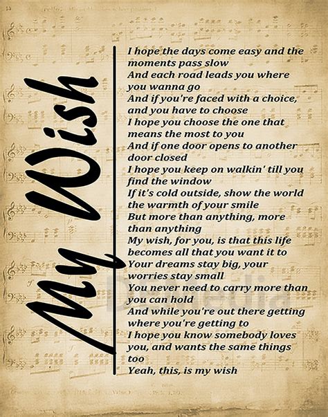My Wish Lyrics on Sheet Music Print Rascal Flatts My Wish | Etsy