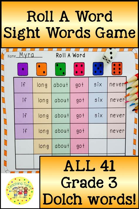 This Is A Game Bundle For All 41 Third Grade Dolch Sight Words Third
