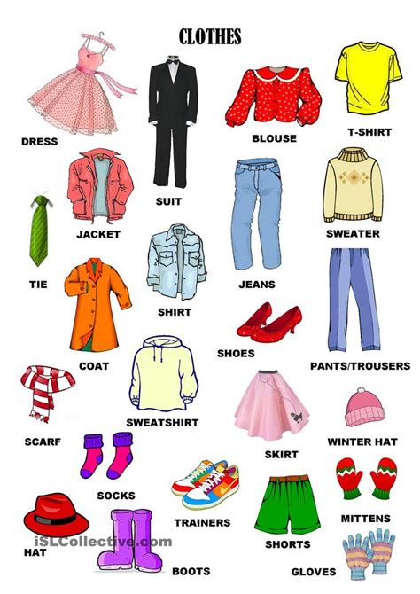 Clothes Accesories And Details 7pages English Learning For Kids
