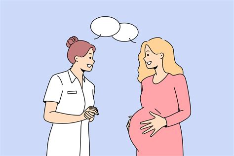 Gynecologist Consult Pregnant Woman At Hospital Caring Doctor Or Nurse Talking With Future