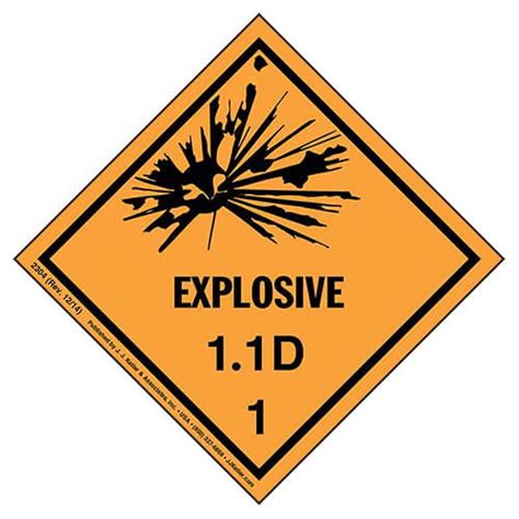 Explosives Label Class 1 Division 11d Paper