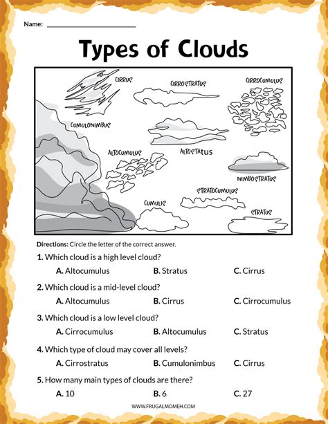 Cloud Types For Kids Worksheet Worksheets For Kindergarten