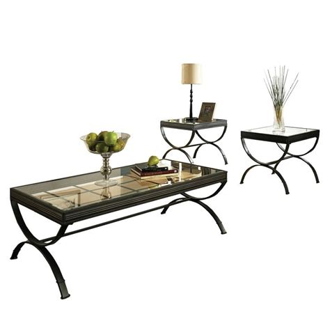 Steve Silver Emerson Rectangle Glass Top 3 Piece Coffee Table Set