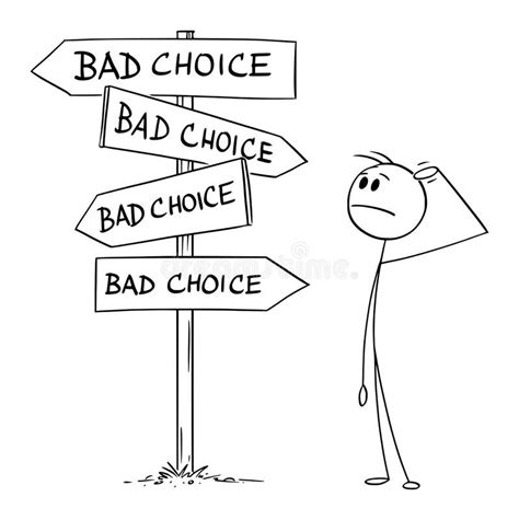 Person Or Businessman Standing On Crossroad Choose From Bad Choices