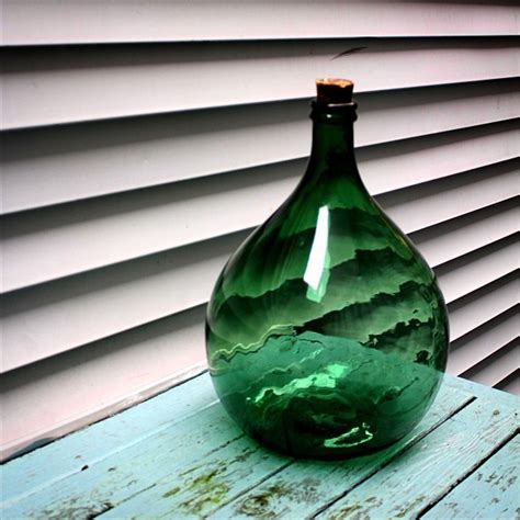 Huge Hand Blown Green Glass Bottle With Cork Fremont Vintage Mall