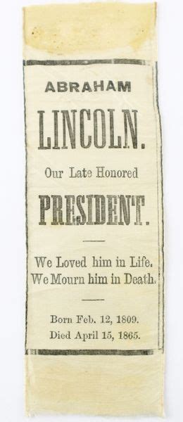 Abraham Lincoln Mourning Ribbon Sold Civil War Artifacts For Sale