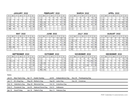 Calendar 2022 Printable Templates