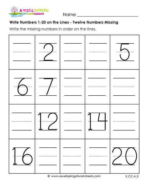 Math Worksheets Writing Numbers To 20