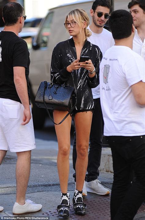 Hailey Baldwin Shows Off Her Flawless Legs In Barely There Shorts In Nyc Daily Mail Online