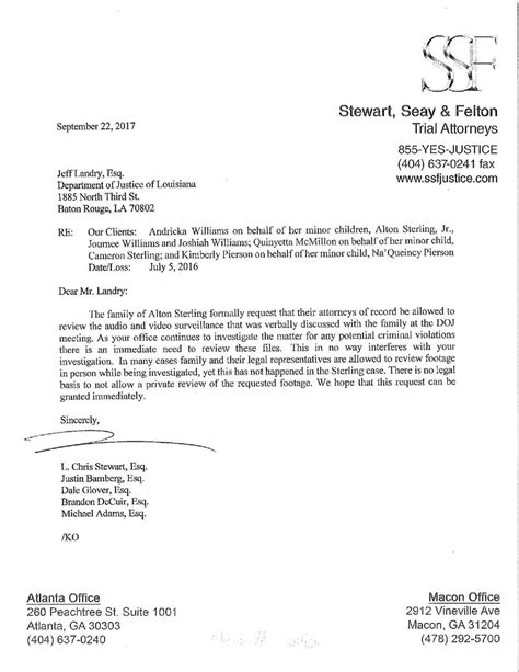 Sterling Lawyers Letter To Attorney General Jeff Landry