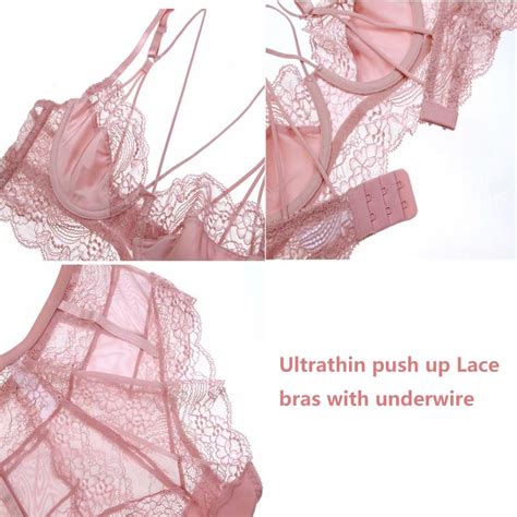 Buy Underwear Sets Women French Style Ultra Thin Floral Lace Underwear Unlined Beauty Back