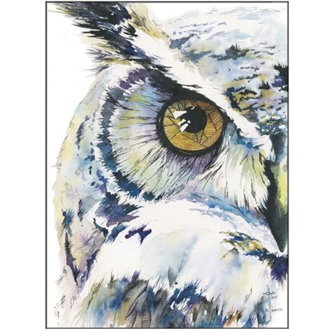 Wise Whimsical Owl Watercolor And Ink Abstract Owl Painting Owl