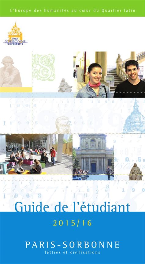 Guide De Létudiant De Paris Sorbonne 2015 2016 By Université Paris
