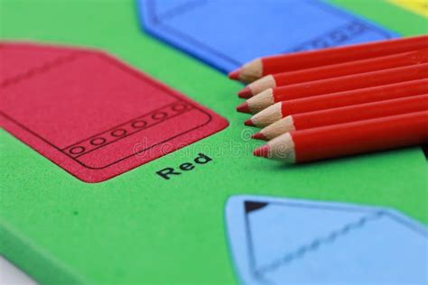 Red Pencil Crayon Stock Photo Image Of Blue Class 112982524