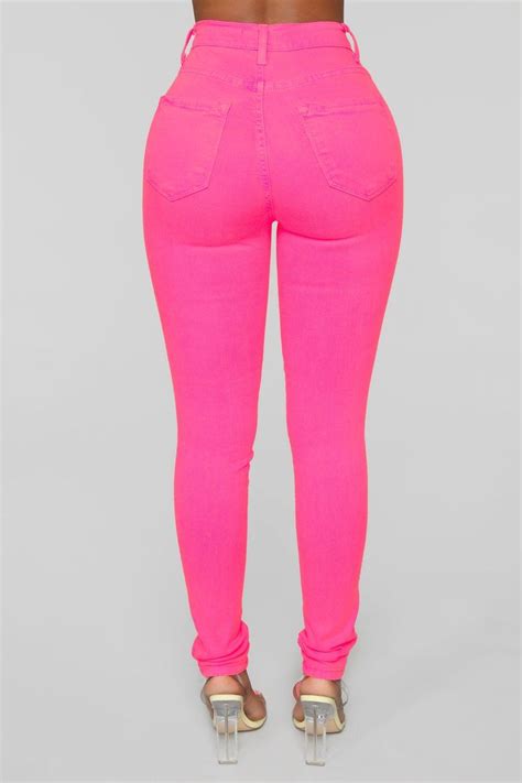 Classic Neon High Waist Jean Pink Pink Fashion Fashion Bags High