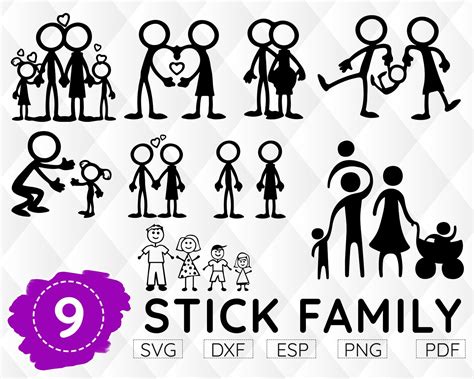 STICK FAMILY SVG Car Decal Family Stickers Svg stick figure | Etsy