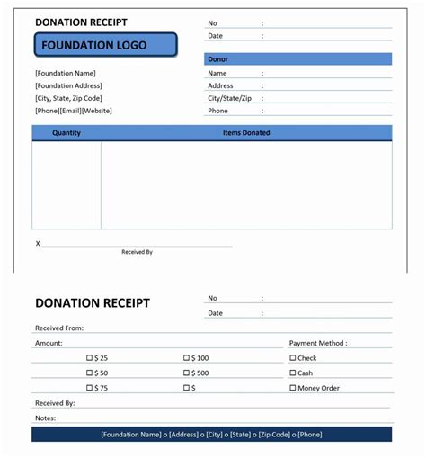 Printable Donation Receipt Template