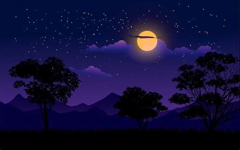 Premium Vector Night Illustration With Cloudy Starry Sky