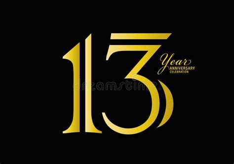 13 Years Anniversary Celebration Logotype Gold Color Vector 13th