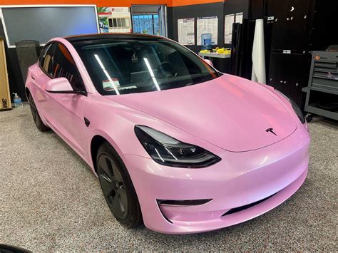 Pink Wrapped Model 3 Lr R Teslamodel3