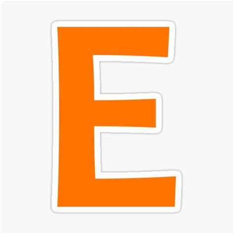 An Orange Letter E Sticker With The Letter E In Its Uppercase