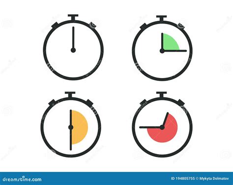 Timer Clock Stopwatch Isolated Set Icons Label Cooking Time Vector