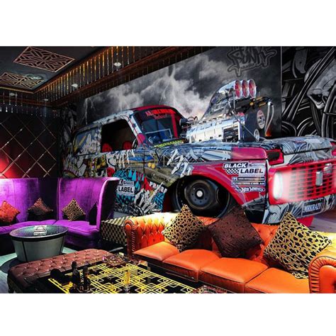 Custom Stereoscopic Car Painting Graffiti 3d Wallpaper Ktv Bar Internet