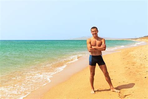 Man Standing On The Beach Stock Image Image Of Body